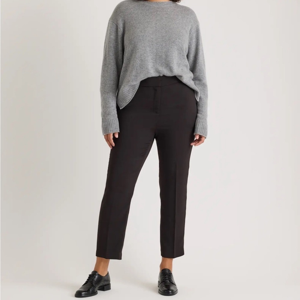 Quince Stretch Crepe Ankle Pants Black 12 NEW Work Professional Career Office
